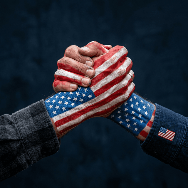 Handshake with American flag